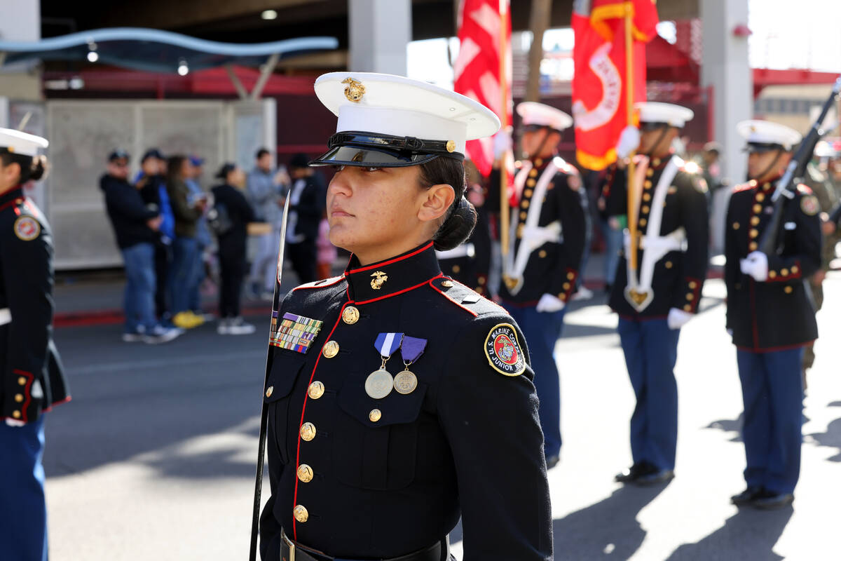 Cadet Major Michelle Romero, a battalion commander with Desert Pines High School Marine Junior ...