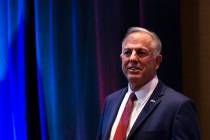 Clark County Sheriff Joe Lombardo, Republican candidate for governor of Nevada, accepts applaus ...