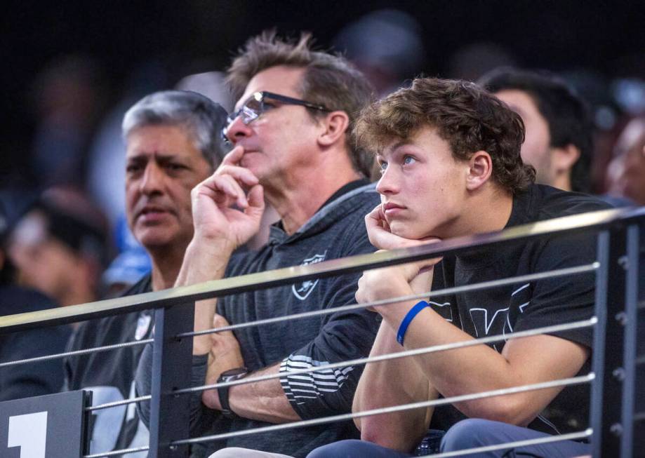 Raiders fans sit dejected in the stands as the Indianapolis Colts lead late during the second h ...