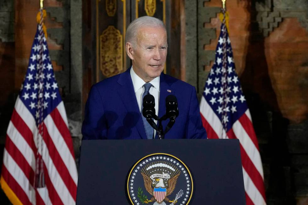 President Joe Biden speaks during a news conference on the sidelines of the G20 summit meeting, ...
