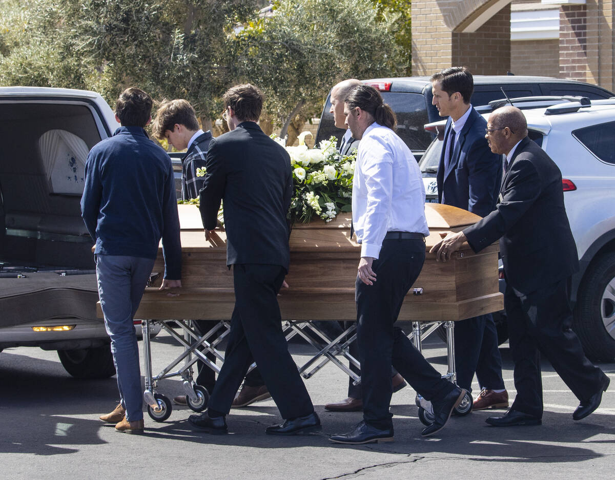 Pallbearers load the casket of Rex Patchett’s, 13, who was fatally struck near Mannion M ...