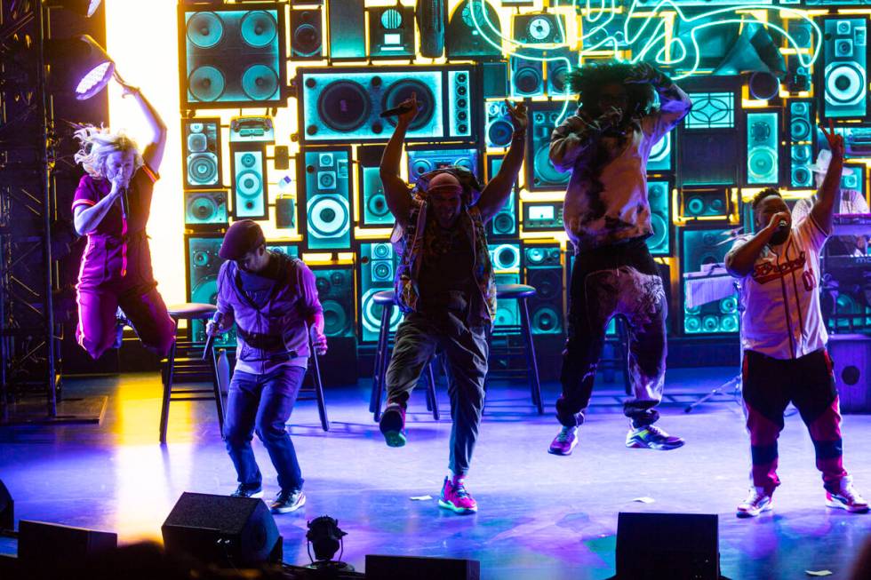 Lin-Manuel Miranda, co-creator of Freestyle Love Supreme, second from left, performs with the c ...