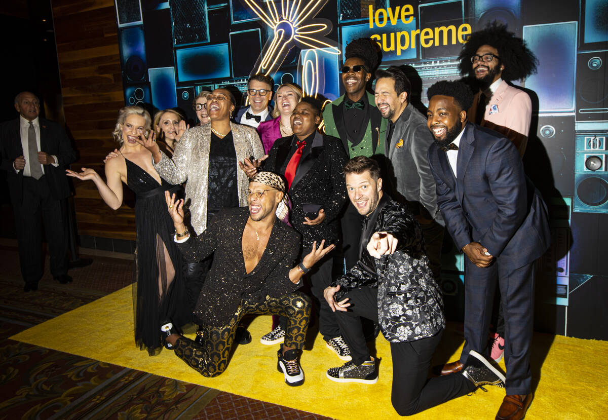 Lin-Manuel Miranda, co-creator of Freestyle Love Supreme, third from right, poses for a portrai ...