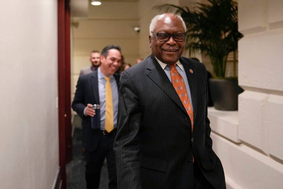 House Majority Whip Rep. James Clyburn, D-S.C., walks on Capitol Hill in Washington Thursday, N ...