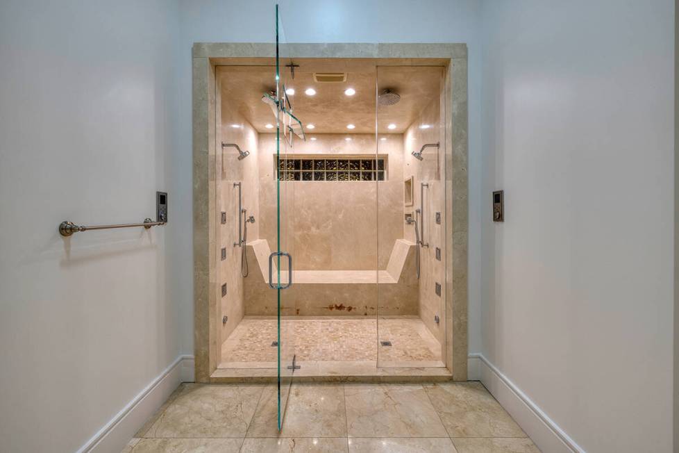 The shower in the master bedroom. (Las Vegas Sotheby’s International)
