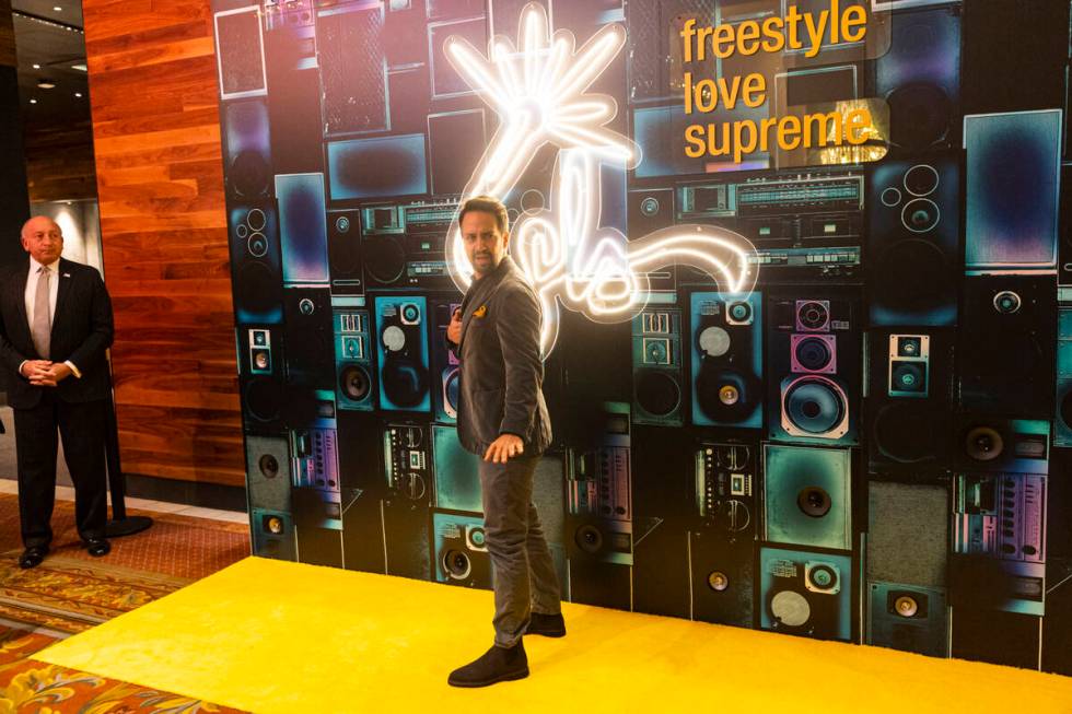Lin-Manuel Miranda, co-creator of Freestyle Love Supreme, poses for pictures before performing ...