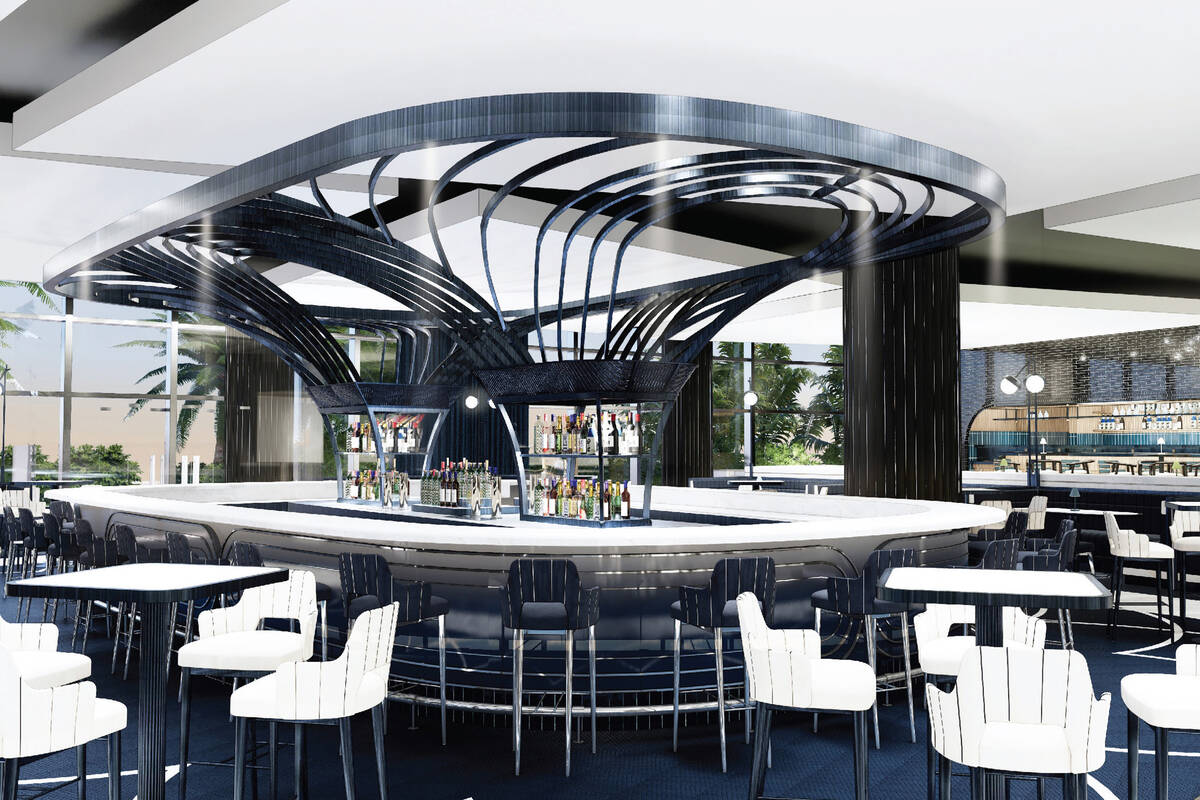 A rendering of Proper Bar, rising in the center of Proper Eats, the global food hall scheduled ...