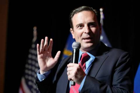 Nevada Republican Senate candidate Adam Laxalt speaks to supporters during an election night c ...