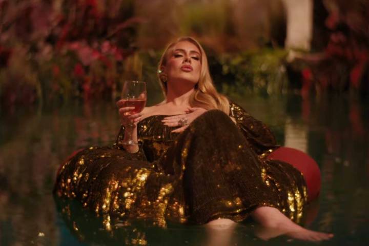 Adele is shown in a screen grab from the video for "I Drink Wine," released Wednesday, Oct. 26, ...