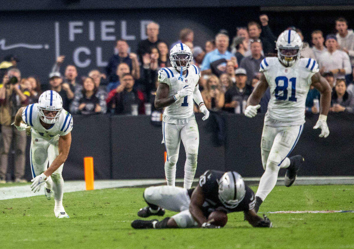 Indianapolis Colts wide receiver Michael Pittman Jr. (11), wide receiver Parris Campbell (1) an ...