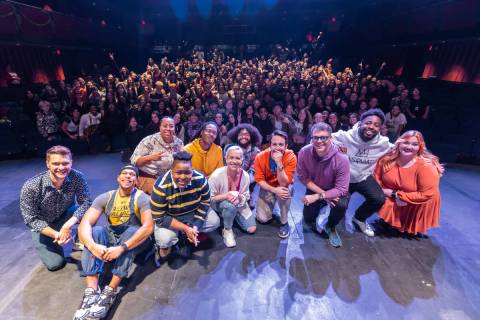 Members of the "Freestyle Love Supreme" cast, with Lin-Manuel Miranda appear at Las Vegas Acade ...