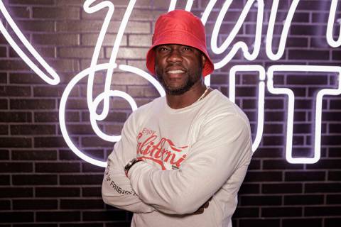 Kevin Hart poses for a portrait at the opening of his new vegan fast-food restaurant "Hart Hous ...