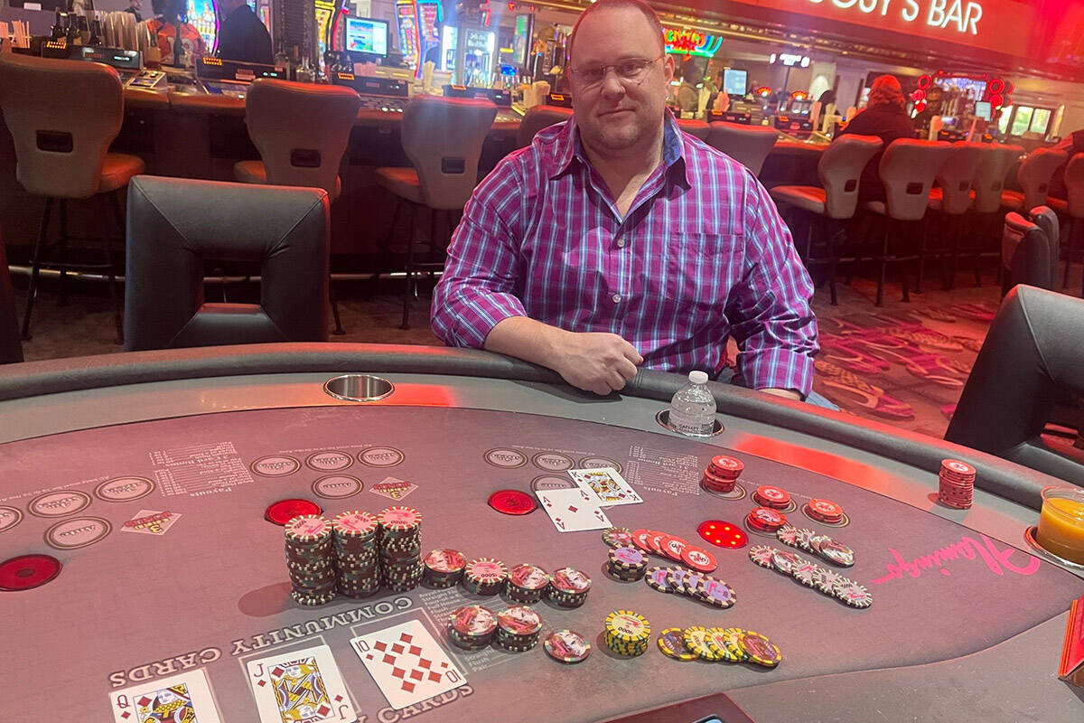 Brent Weiss, a Las Vegas local, hit a royal flush on Mississippi Stud and won $465,945 at Flami ...