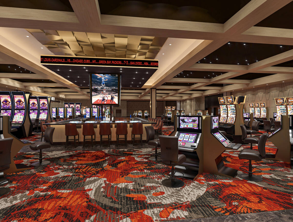 An interior rendering of the casino showcases details of the slot floor and main bar. (Courtesy ...