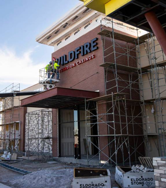 Signage for the new Wildfire Casino location at 2700 Fremont St. is installed on Tuesday, Nov. ...