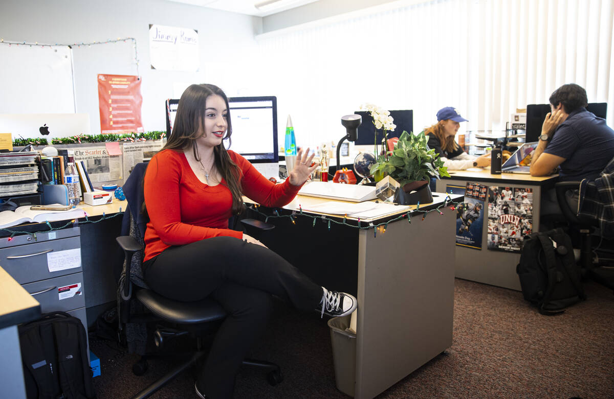 Vanessa Booth, editor-in-chief at The Scarlet & Gray Free Press, UNLV’s student newspaper, ta ...