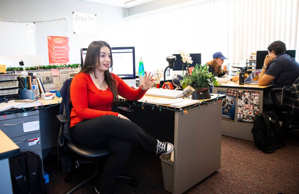 Vanessa Booth, editor-in-chief at The Scarlet & Gray Free Press, UNLV’s student newspaper, ta ...