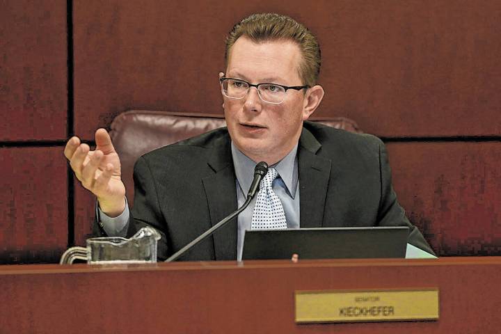 Sen. Ben Kieckhefer, R-Reno, asks a question during a Finance Committee meeting in the Legislat ...