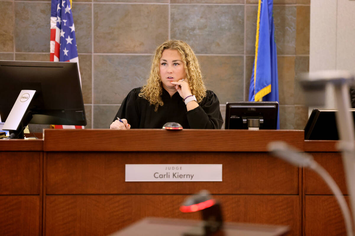 Clark County District Judge Carli Kierny presides in the case of Brandon Toseland, who is accus ...