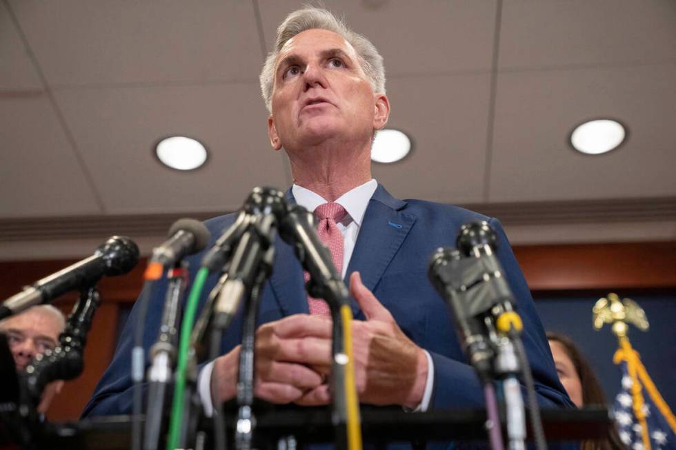 House Minority Leader Kevin McCarthy, of Calif., speaks during a news conference, Nov. 15, 2022 ...