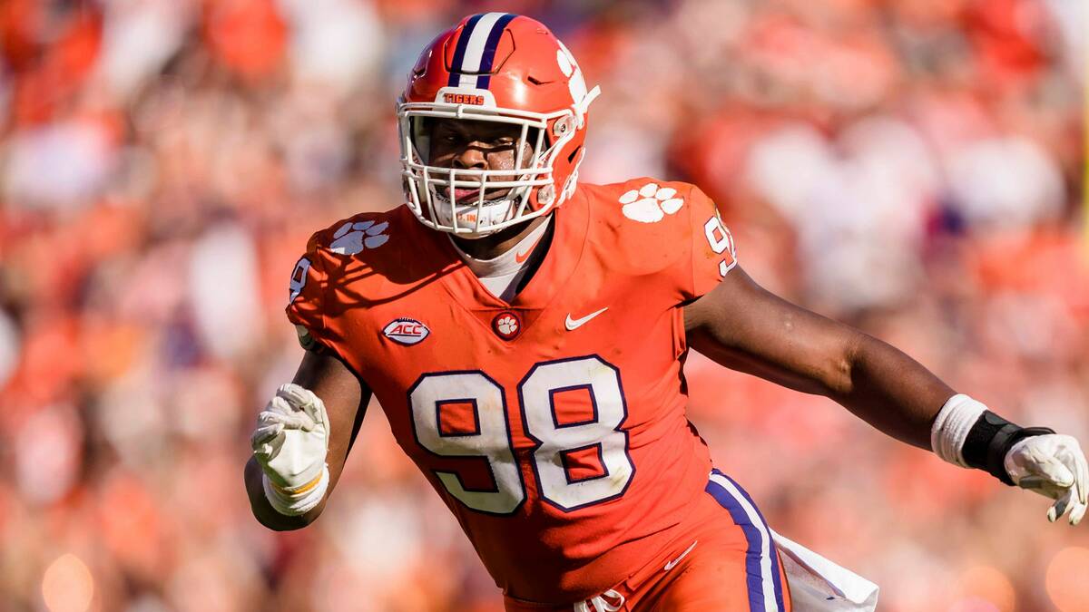 Clemson defensive end Myles Murphy (98) plays against South Carolina during an NCAA college foo ...