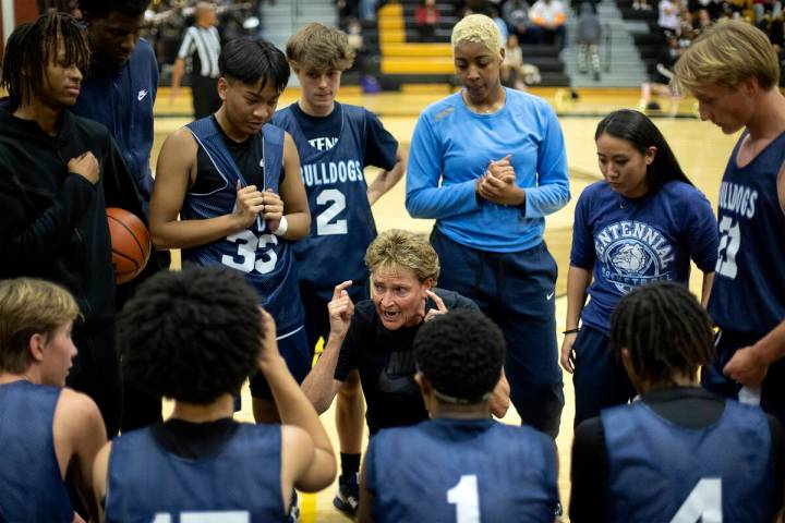 Centennial head coach Karen Weitz, who coaches the school’s boys and girls basketball te ...