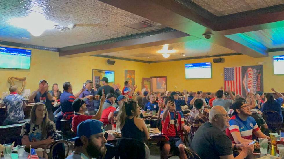 The Las Vegas chapter of the American Outlaws gathers to watch the United States play Mexico in ...