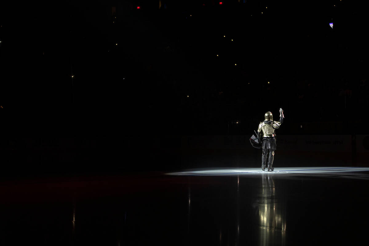 The Vegas Golden Knights pregame show is performed before an NHL hockey game against the St. Lo ...