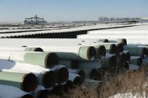 A depot used to store pipes for Transcanada Corp's planned Keystone XL oil pipeline is seen in ...