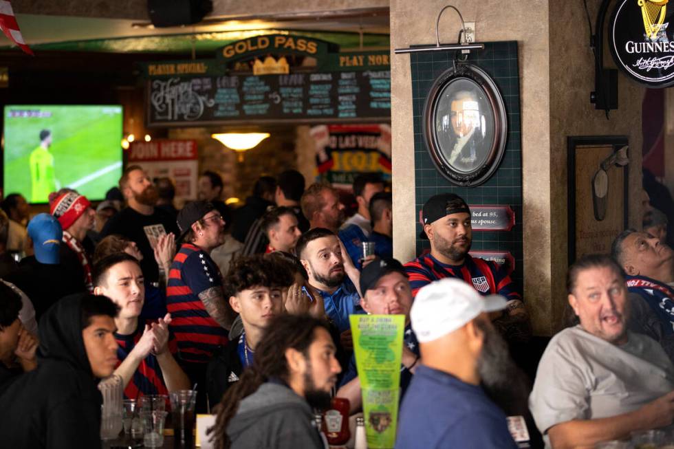 Spectators of the World Cup round of 16 soccer match between the United States and the Netherla ...