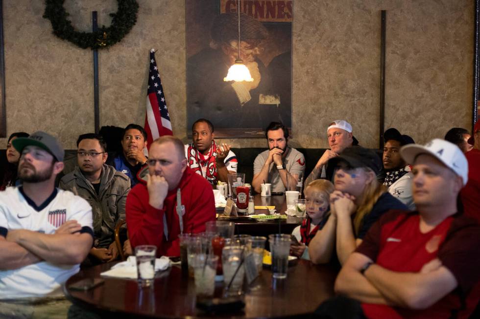 Spectators of the World Cup round of 16 soccer match between the United States and the Netherla ...