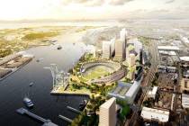 An artist rendering of the Oakland Athletics planned Howard Terminal site. (Courtesy of Oakland ...