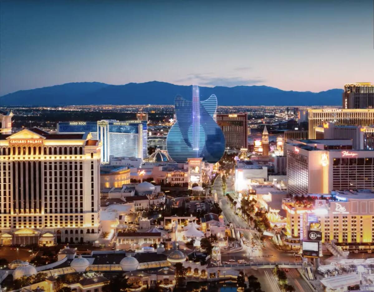 New rendering of Hard Rock International's guitar-shaped hotel along the Las Vegas Strip, share ...