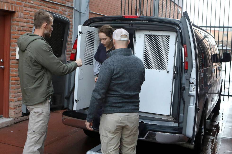 Naomi Bistline arrives at the federal courthouse in Flagstaff, Ariz., on Wednesday, Dec. 7, 202 ...