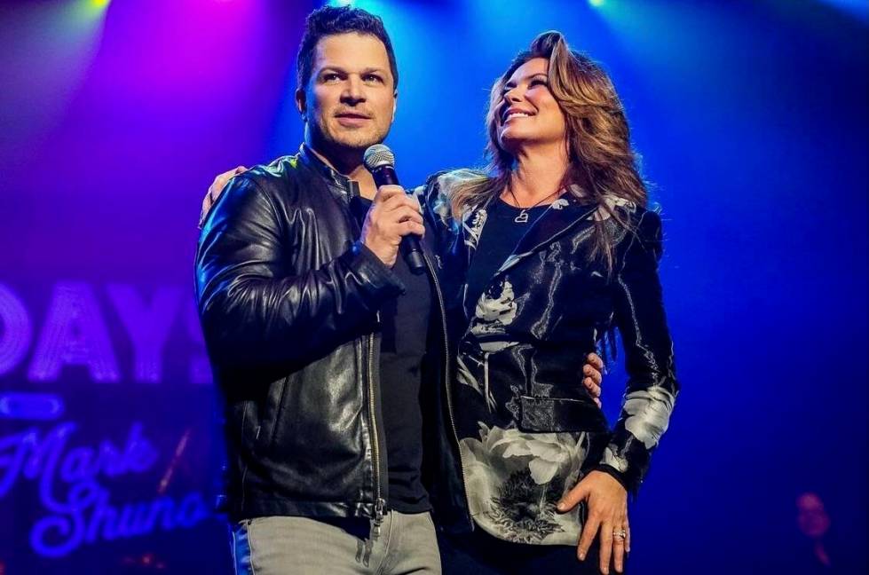 Mondays Dark founder Mark Shunock and singer/songwriter Shania Twain are shown at the eighth an ...