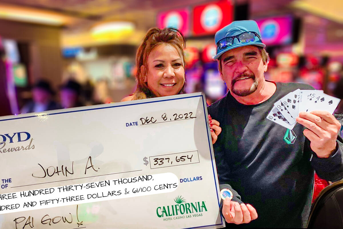Hawai’i visitor John A. hit a $337,654 jackpot on Thursday, Dec. 8, 2022, at the California i ...