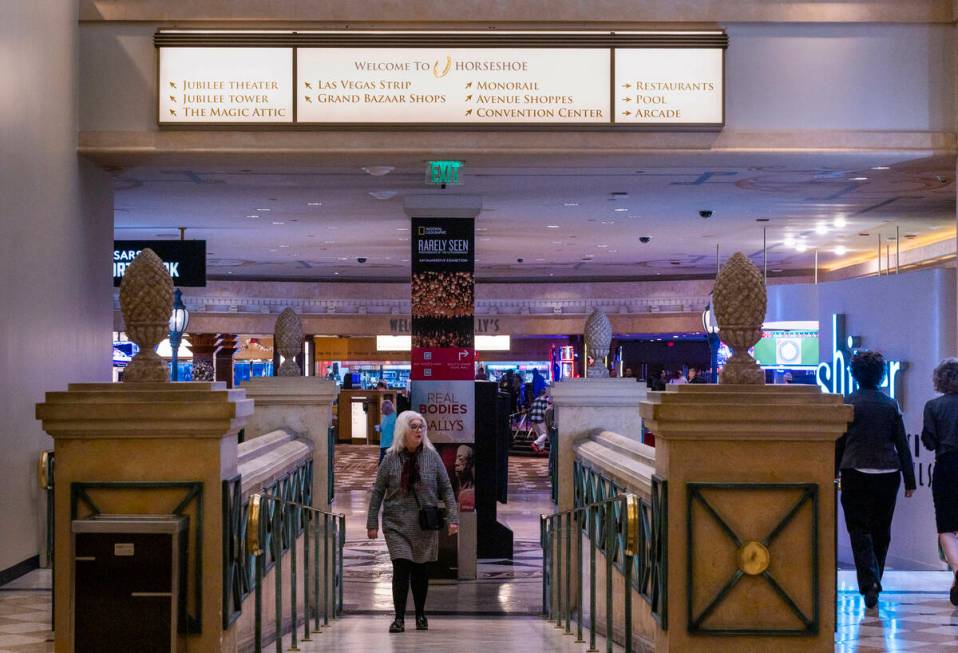 Some entrance signage now shows Horseshoe Las Vegas (formerly Bally's), with the rebrand set to ...