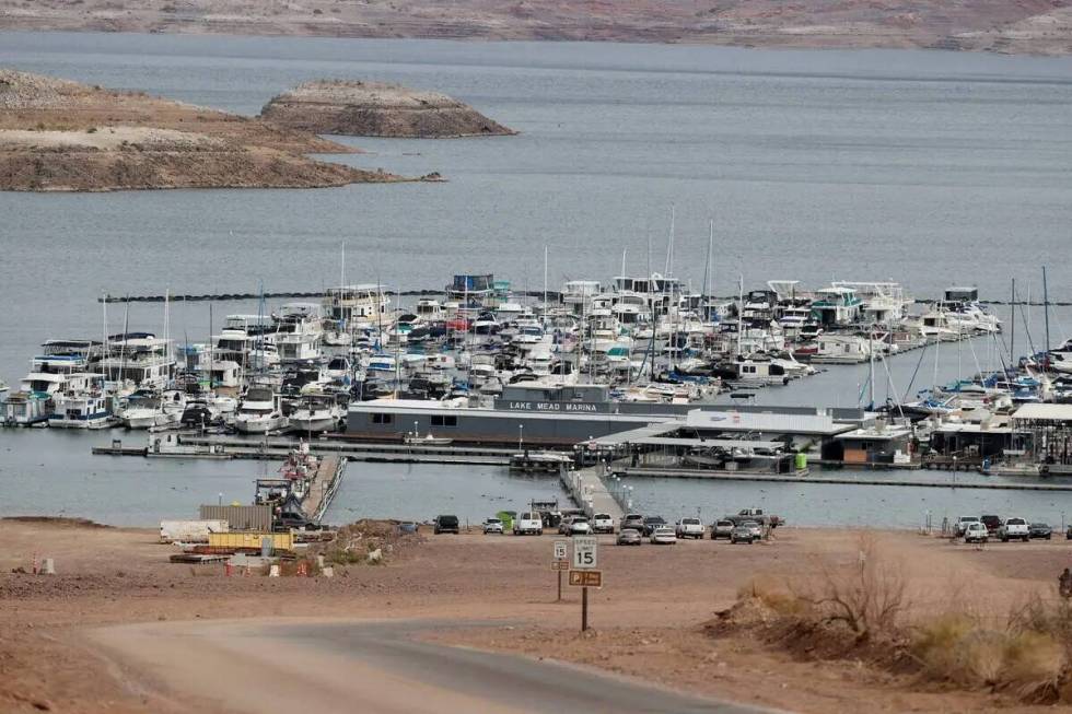 Boats docked Dec. 5, 2022, at the Lake Mead Marina on Lake Mead. (K.M. Cannon/Las Vegas Review- ...