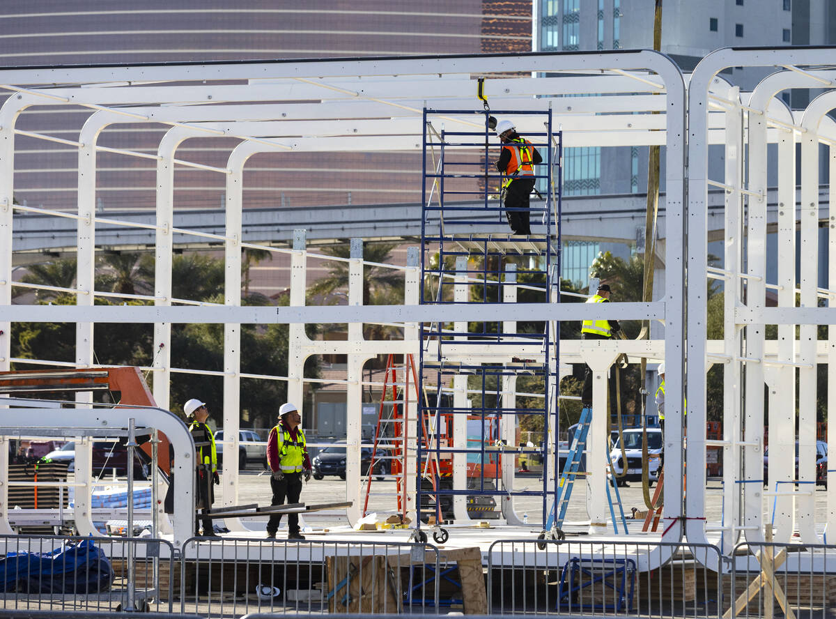 The Las Vegas Convention and Visitors Authority is preparing by building temporary structures f ...