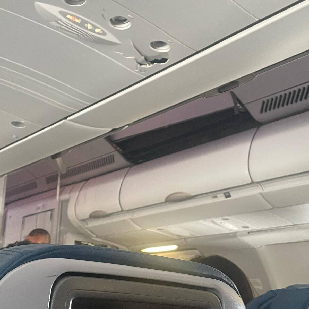 This mobile photo courtesy of passenger Jazmin Bitanga shows the interior of a Hawaiian Airline ...