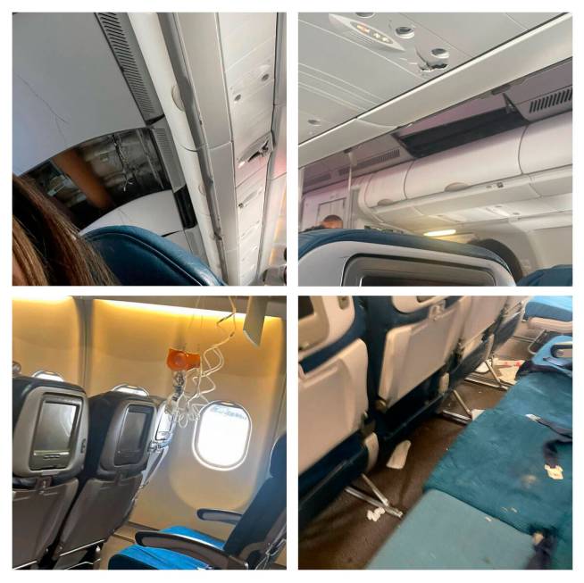 This photo combination of mobile images, courtesy of passenger Jazmin Bitanga, shows the interi ...