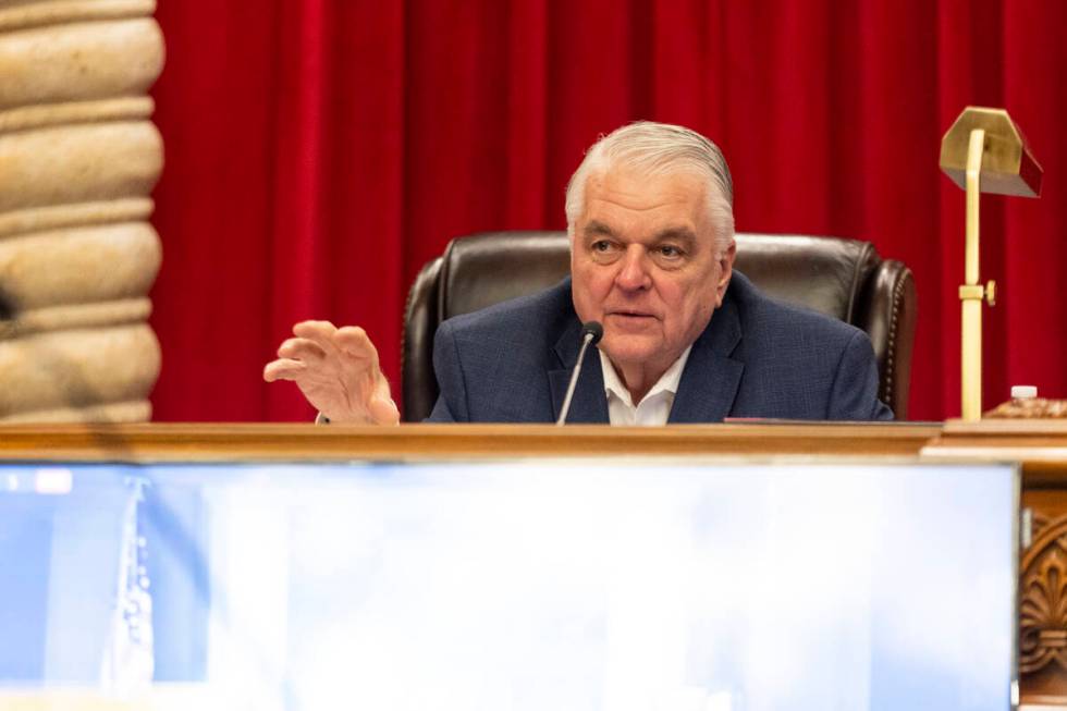 Gov. Steve Sisolak speaks during a prisoner commute hearing at the Nevada Supreme Court in Las ...