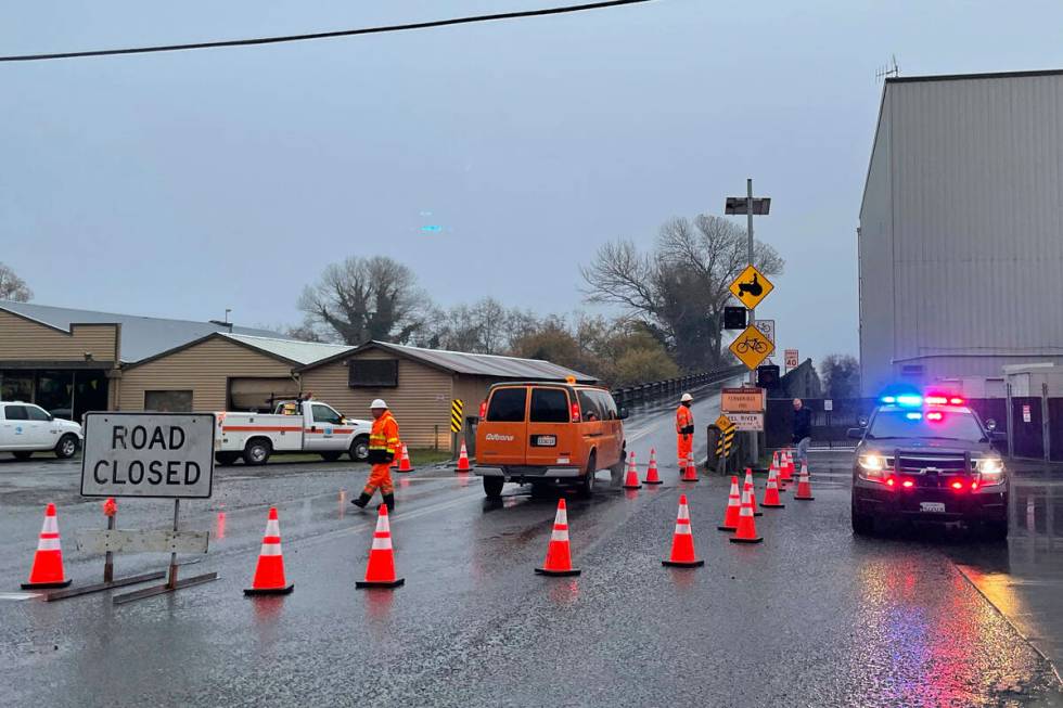 Caltrans and Humboldt County Sheriff's Office vehicles block Fernbridge following an earthquake ...