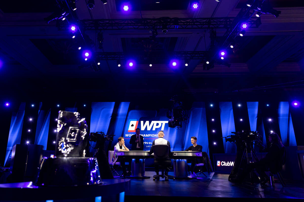 Benny Glaser, left, and Eliot Hudon, face off in the final table of the World Poker Tour World ...