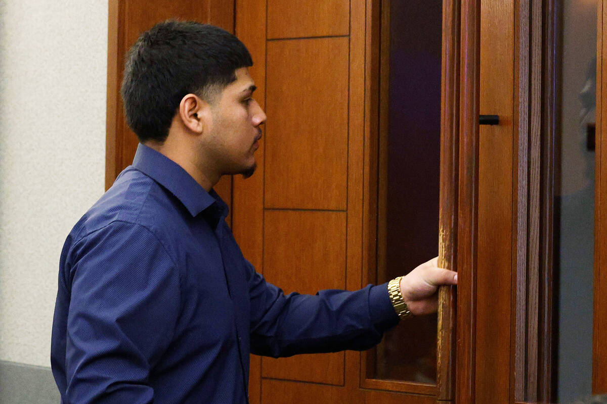 Joshua Estrada leaves a courtroom after his sentence at the Regional Justice Center, Tuesday, ...