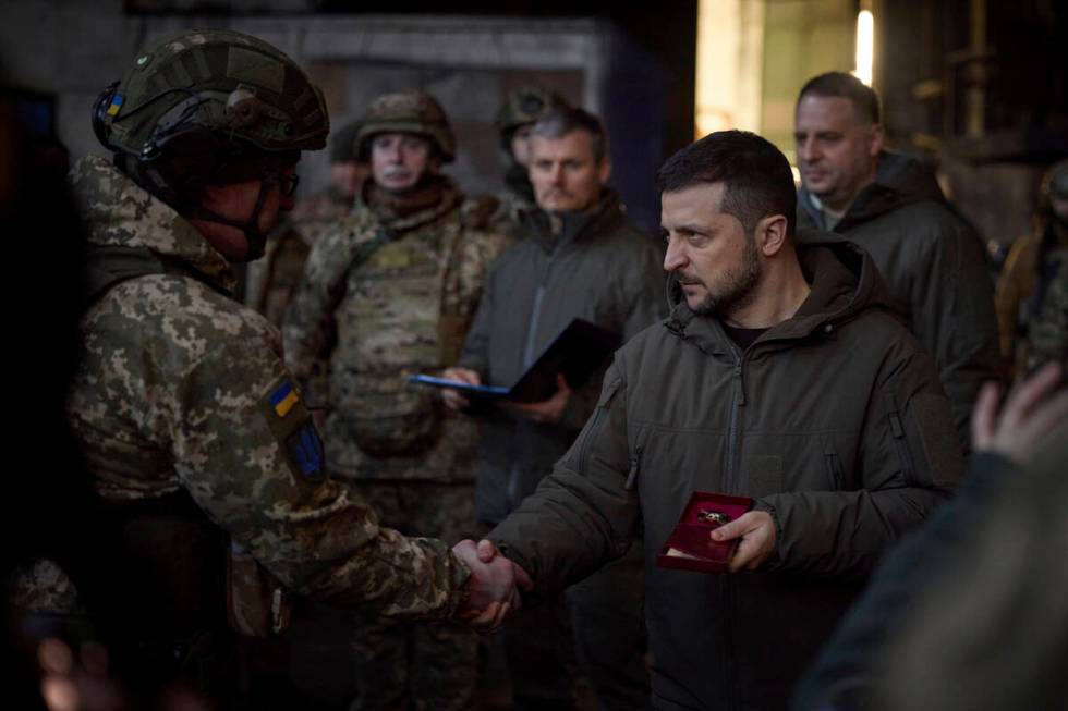 In this photo provided by the Ukrainian Presidential Press Office, Ukrainian President Volodymy ...