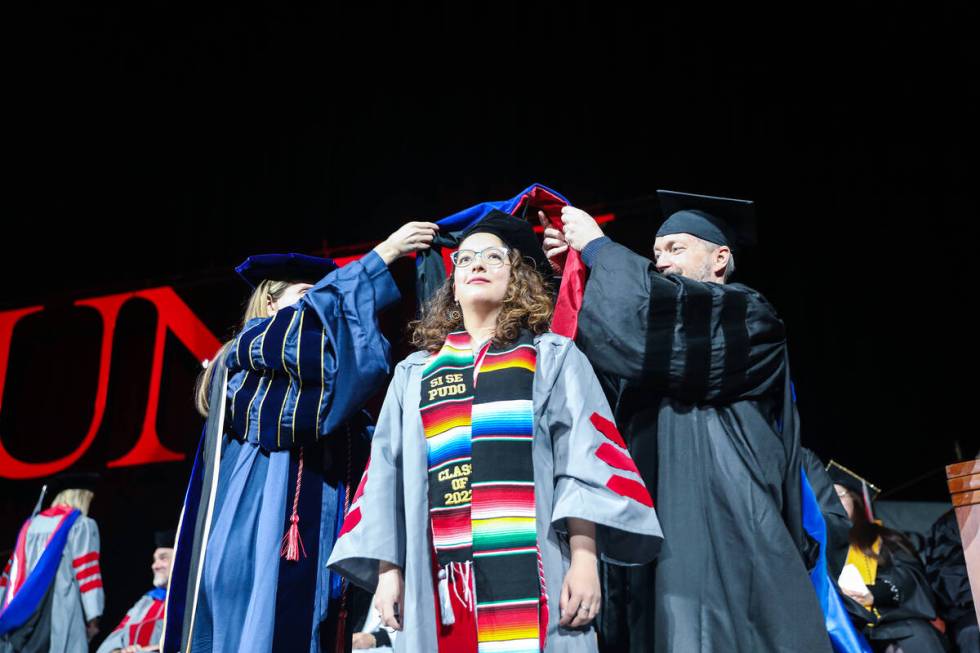 Dr. Alyssa Crittenden, left, dean of the graduate college, and Dr. Brendan O’Toole, prof ...