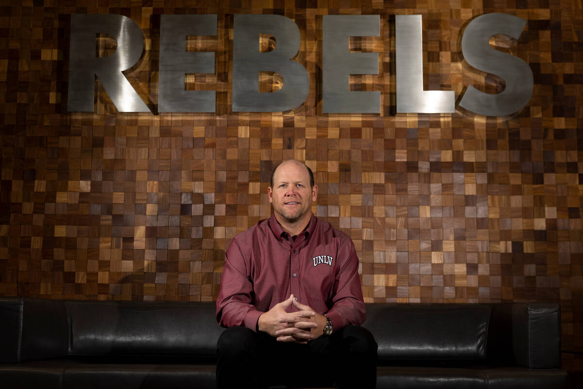 New UNLV football coach Barry Odom poses for a portrait at UNLV's Fertitta Football Complex in ...