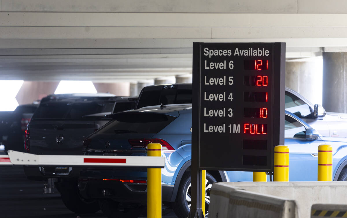 Remaining long-term parking spaces are displayed at Harry Reid International Airport on Thursda ...