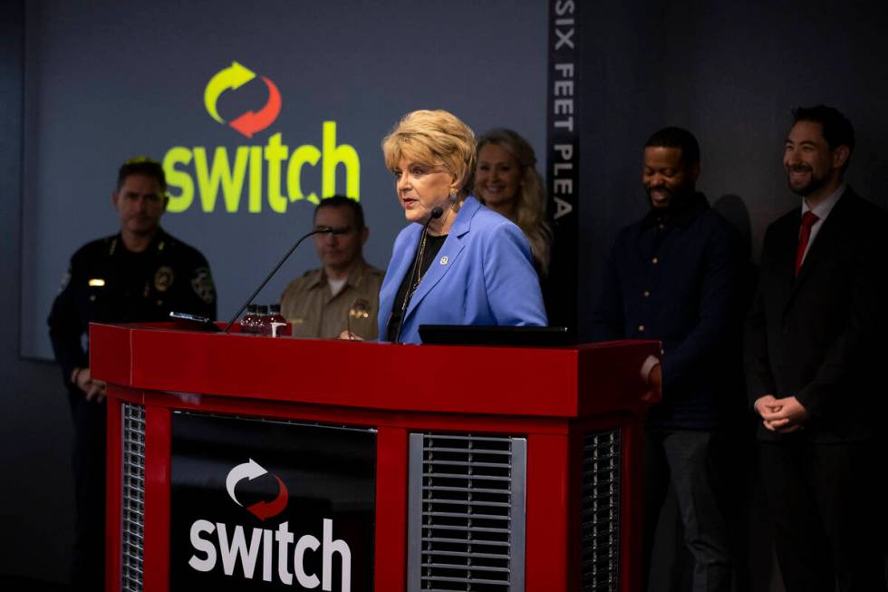 Las Vegas Mayor Carolyn Goodman speaks during a press conference to discuss the preparations fo ...